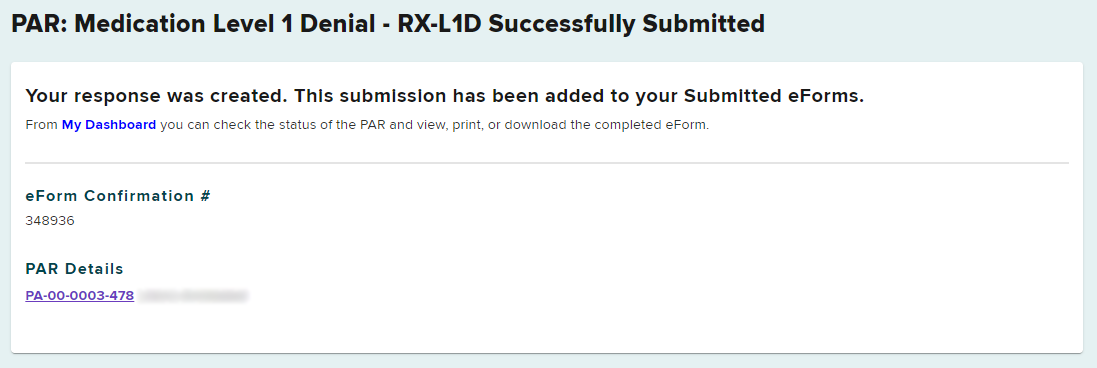 Deny submission confirmation