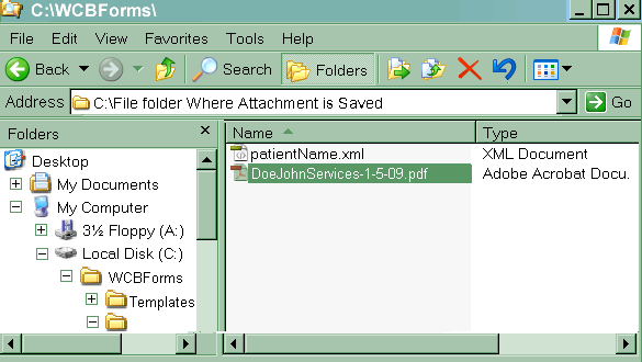 Find file to attach to form