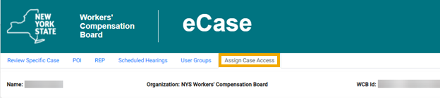 Assign Case Access menu option