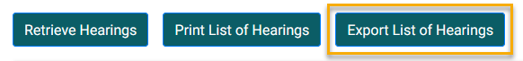 Export List of Hearings button