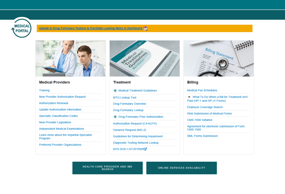 Medical Portal page with Billing section