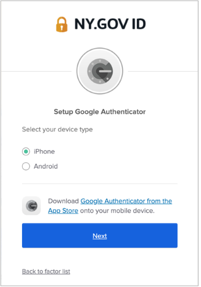 Google authenticator setup