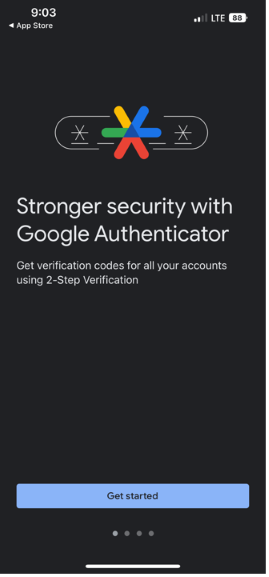 Google authenticator app get started
