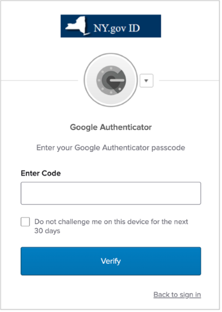 Enter google authentication code