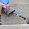 A person with a prosthetic leg