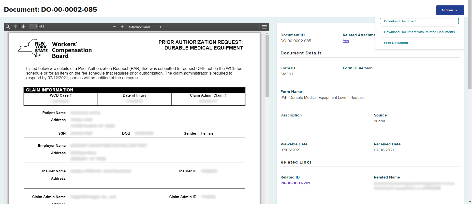 Document viewer and Document Details