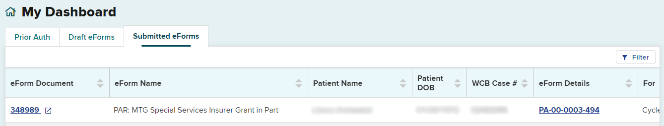 Submitted eForms