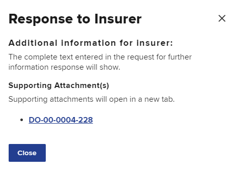 Response to insurer information and attachment