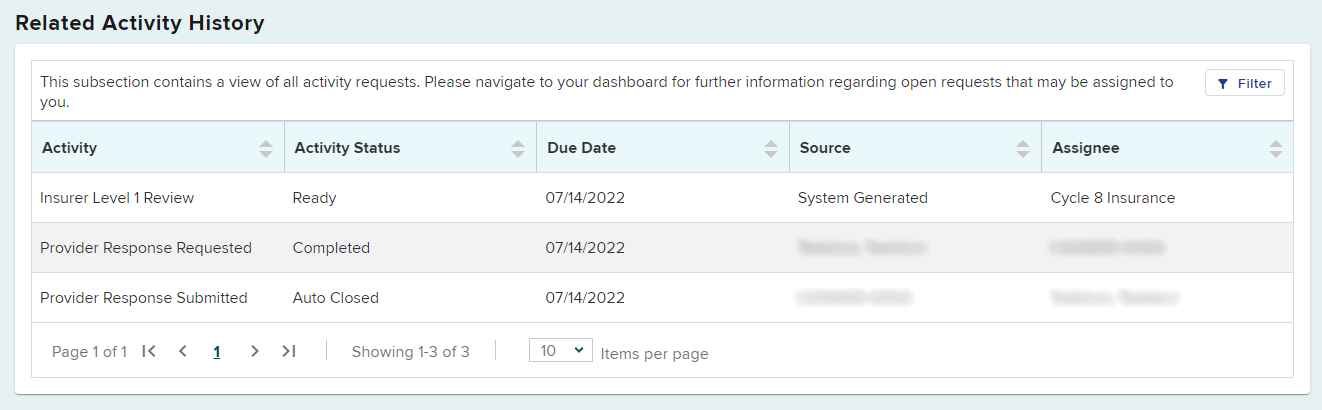 Related Activity History