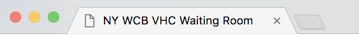 Web browser tab with the text &ldquo;NY WCB VHC Waiting Room&rdquo;